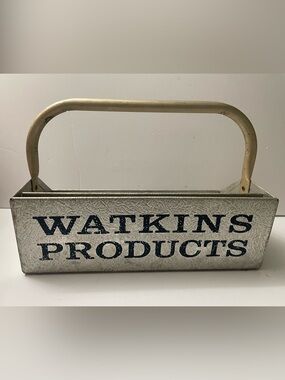 Vintage Watkins Products Advertising Aluminum Salesman Sample Tote Carrier
